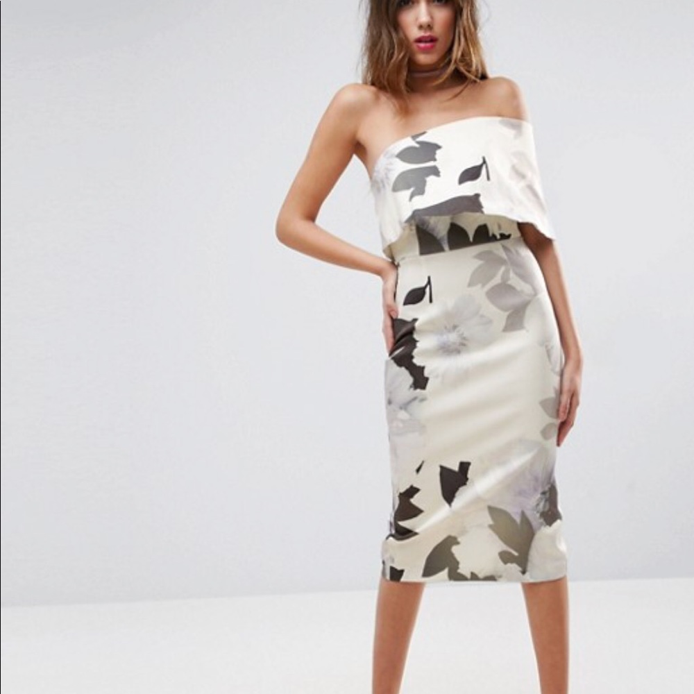 ASOS One Shoulder Floral Midi dress
